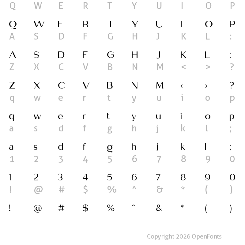 Character Map of Megant?-Personal-Use-Only Regular