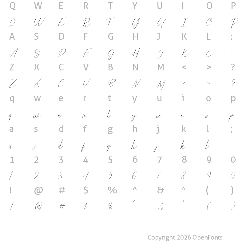 Character Map of Megastina Regular