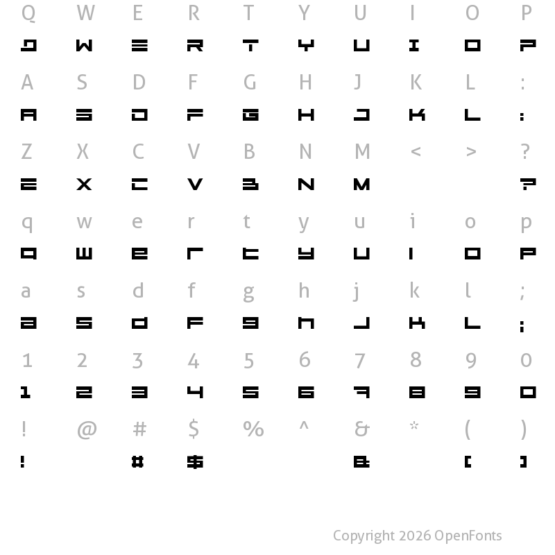 Character Map of Megaton Extras Regular