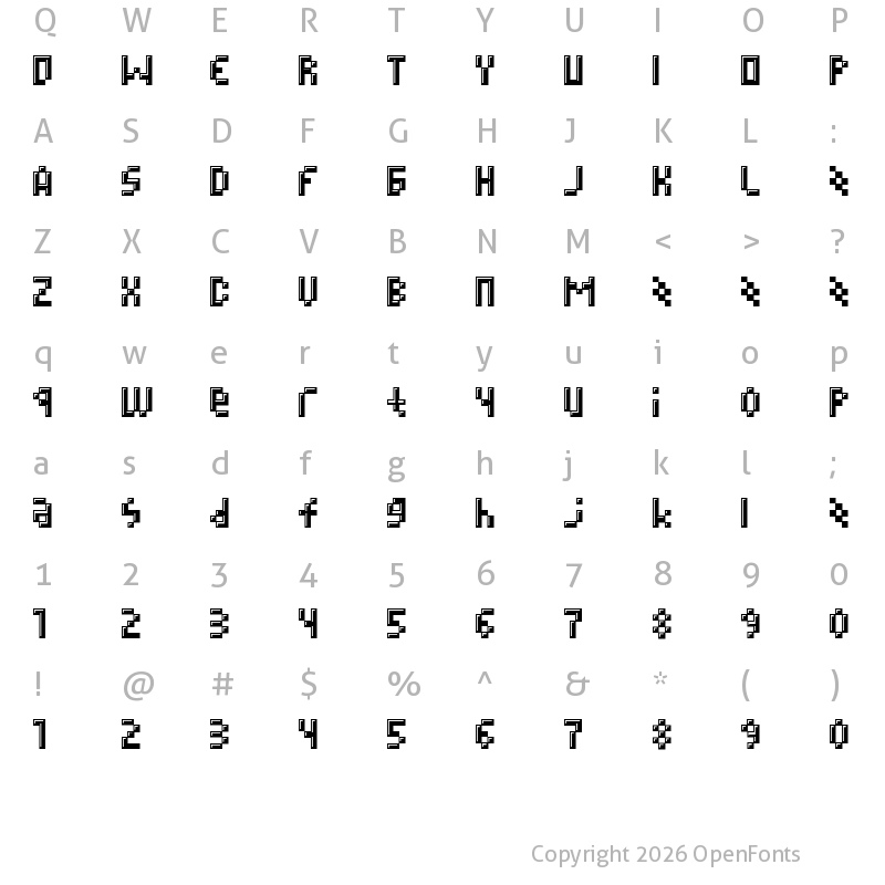 Character Map of MEGZ Regular