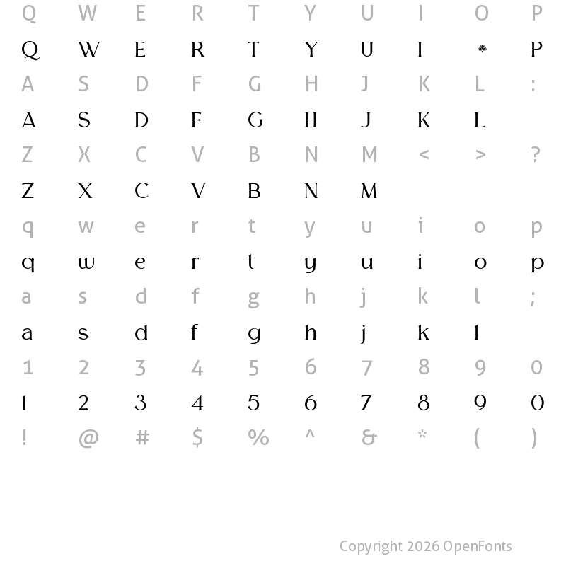 Character Map of Melion Light
