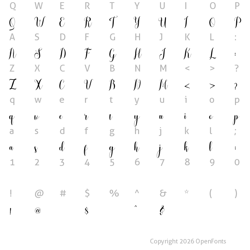 Character Map of melisca demo Regular