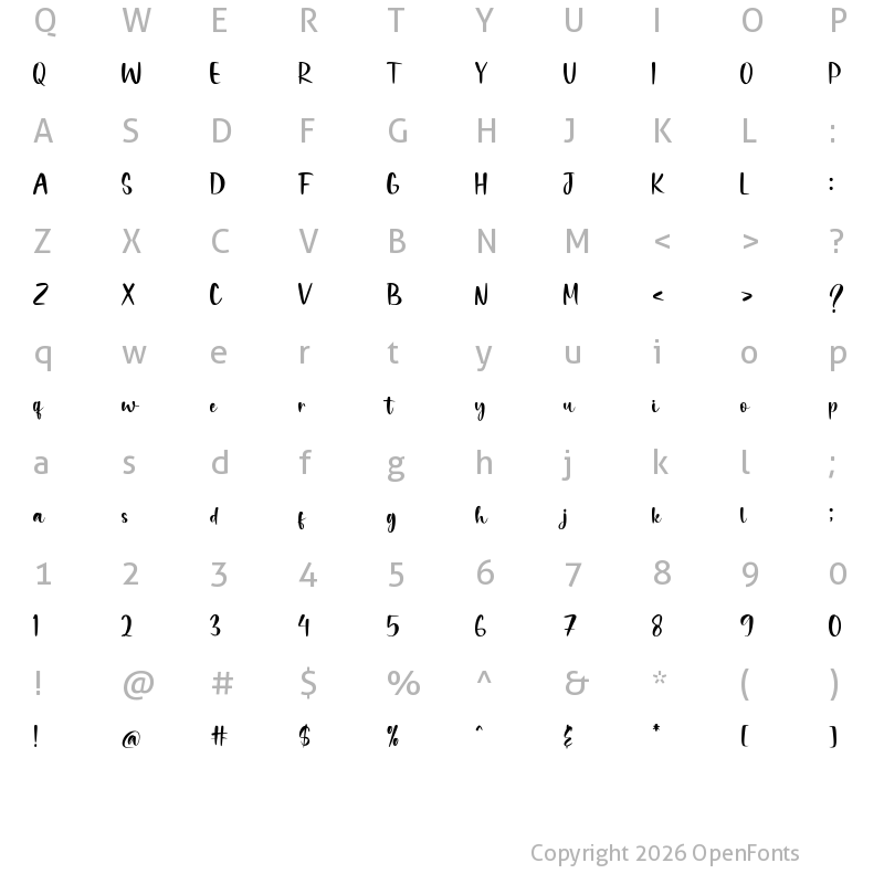 Character Map of Melliath Regular
