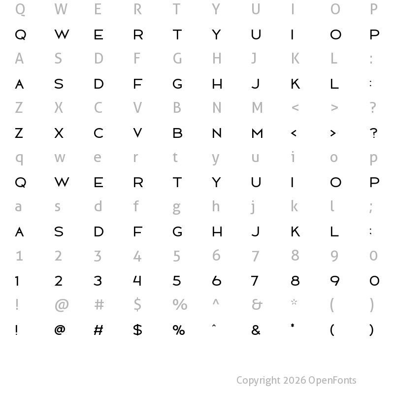 Character Map of Melody Regular
