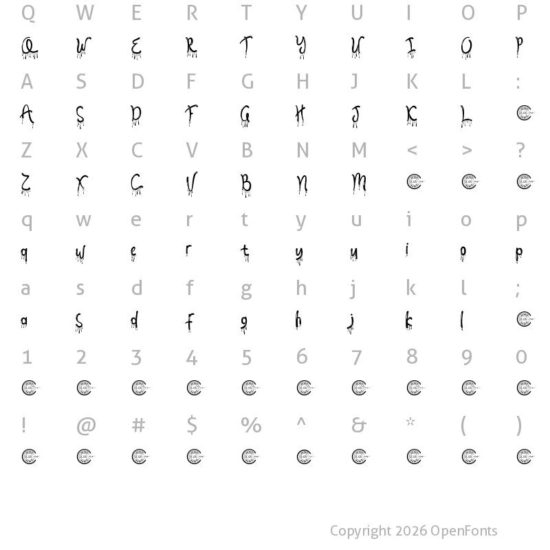 Character Map of Melting Words Demo Regular