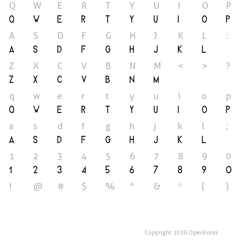 Character Map of Melvick Regular