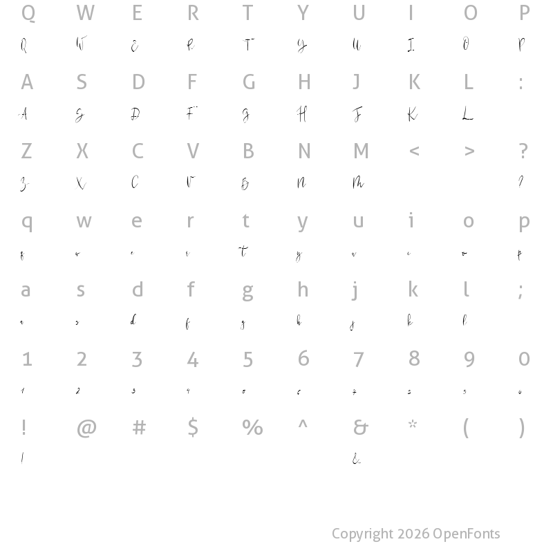 Character Map of Melystone Regular