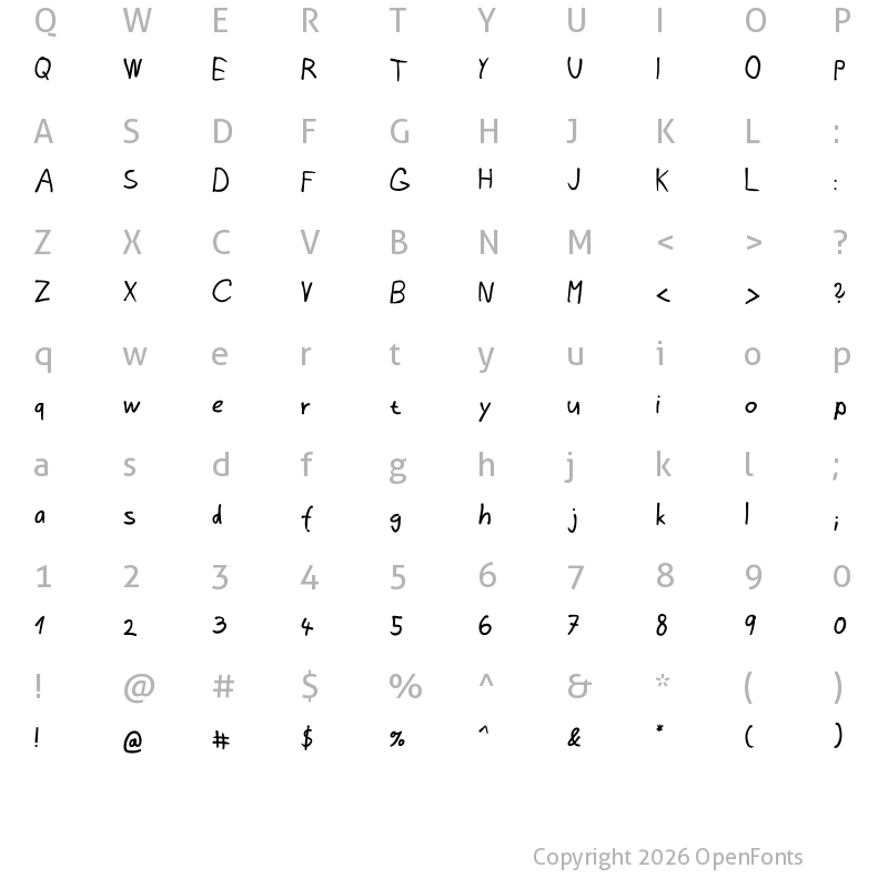 Character Map of Memoria vestri Regular