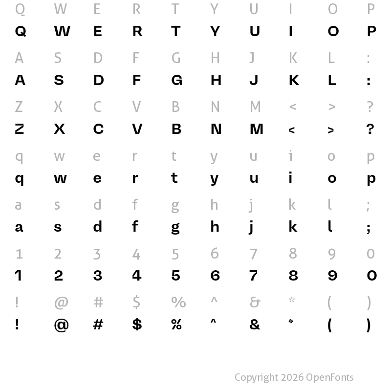 Character Map of Mena Grotesk SemiBold