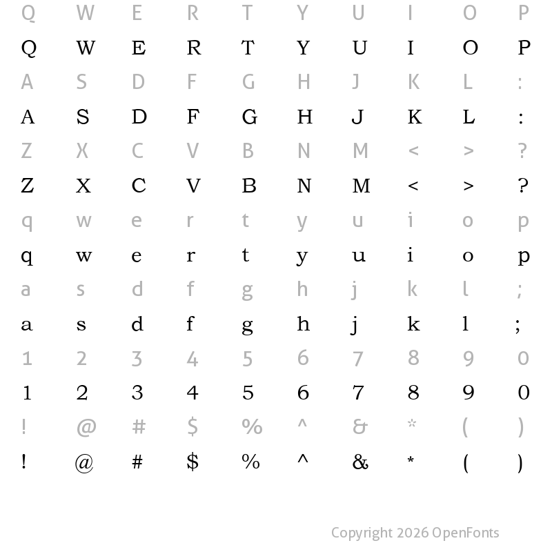 Character Map of Menaion Regular