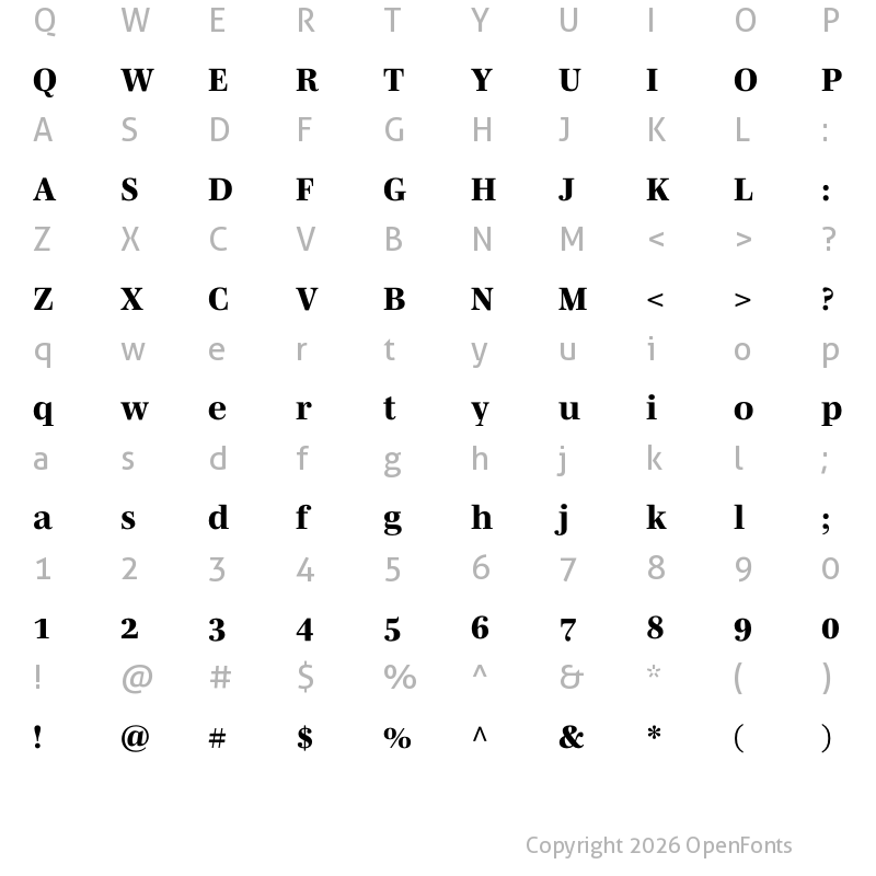 Character Map of Mencken Std ExtraBold
