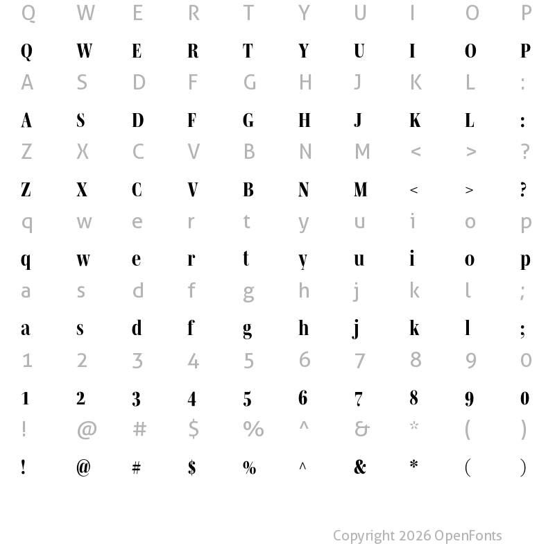 Character Map of Mencken Std Head Narrow ExtraBold
