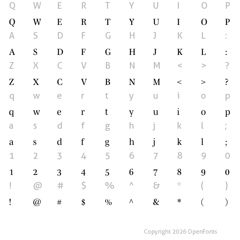 Character Map of Mencken Std Regular