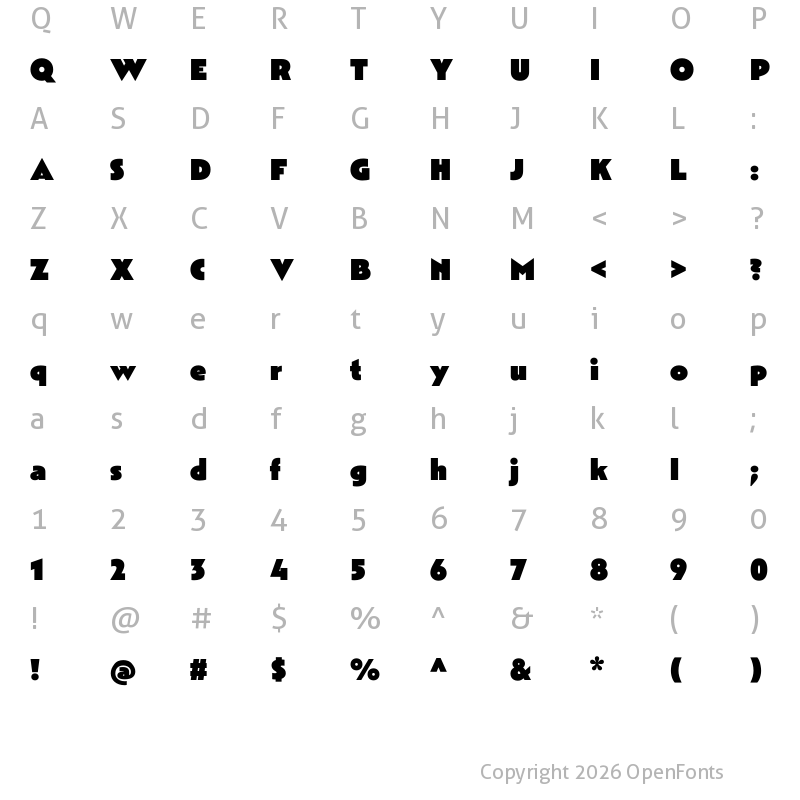 Character Map of Mendl Sans Dusk Black