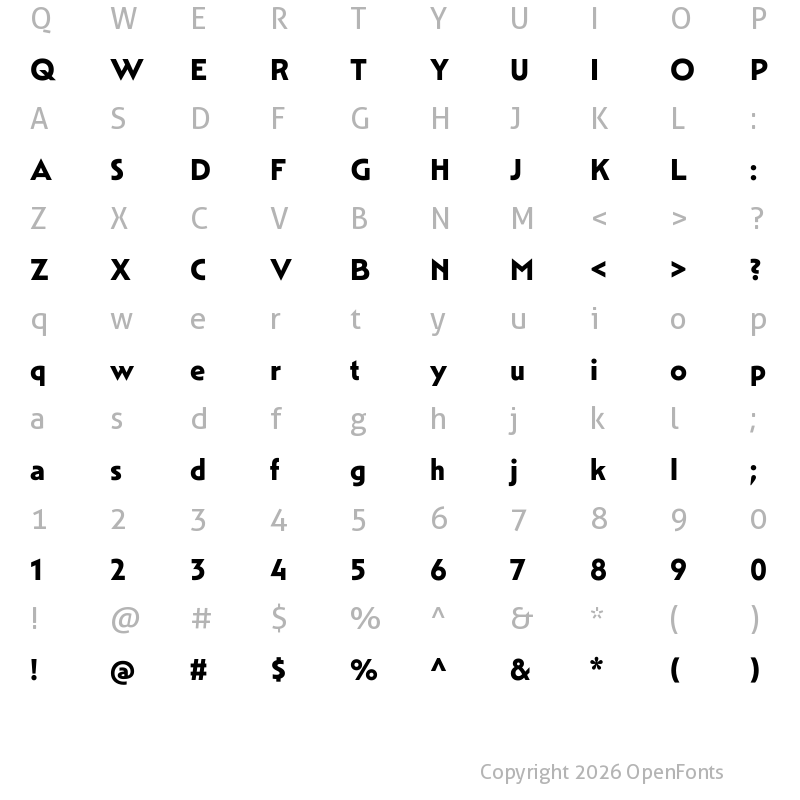 Character Map of Mendl Sans Dusk Bold