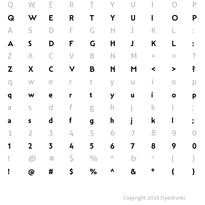 Character Map of Mendl Serif Dusk SemiBold