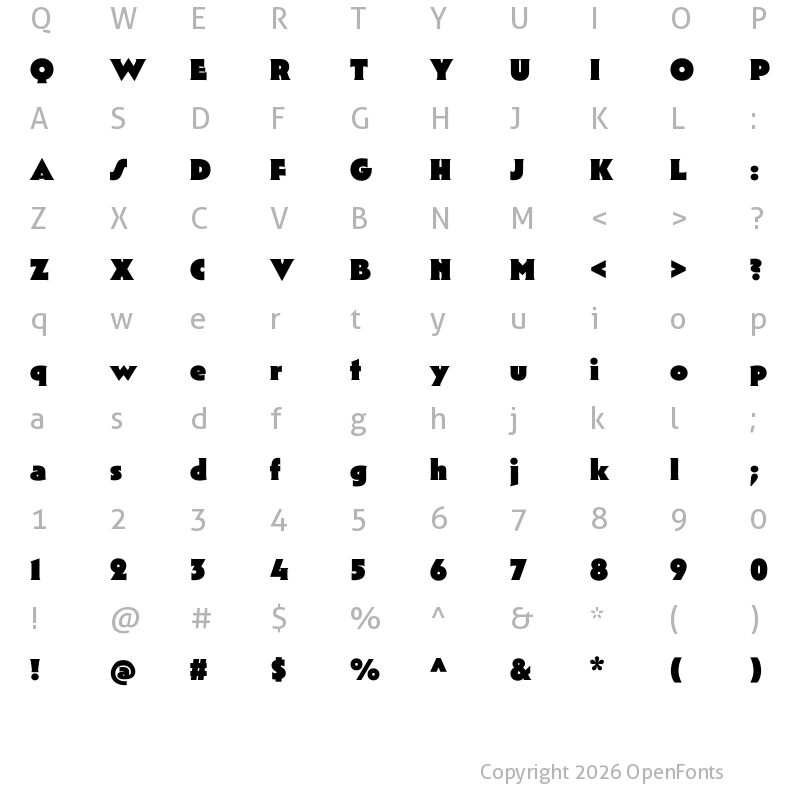 Character Map of Mendl Serif Trial Dawn Black