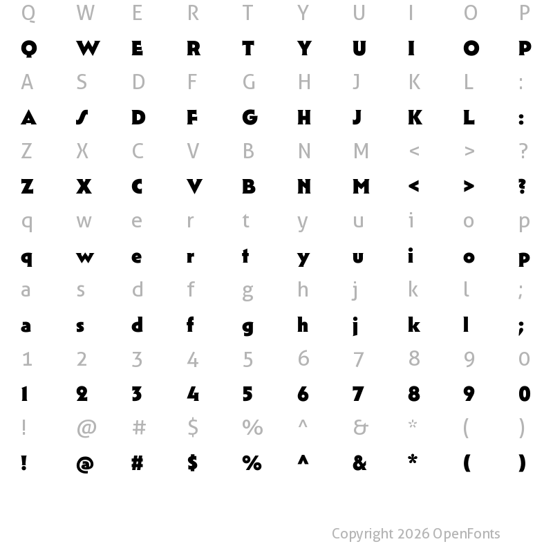 Character Map of Mendl Serif Trial Dawn XBold