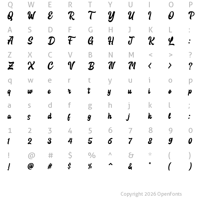 Character Map of Menlawai Regular
