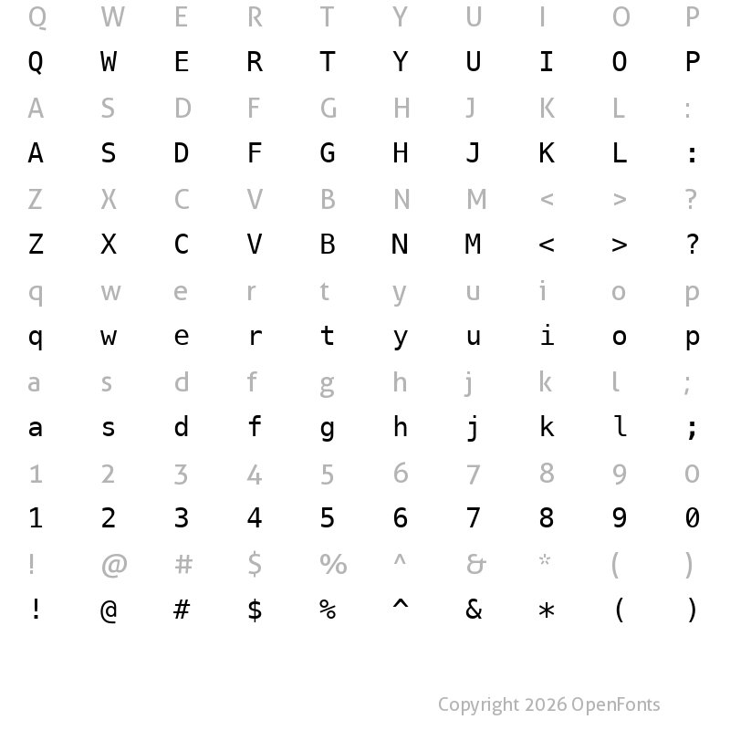 Character Map of Menlo Regular