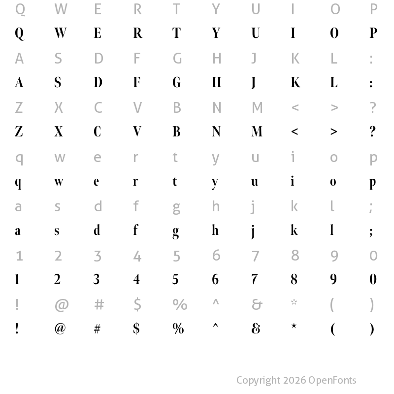 Character Map of Meno Banner Extra Condensed Extra Bold