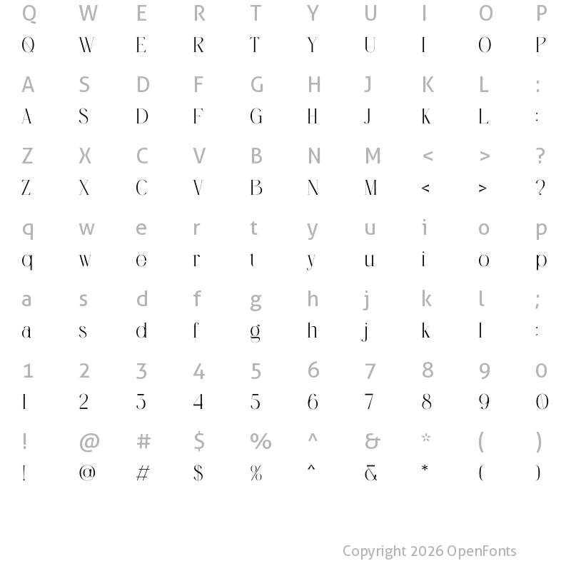 Character Map of Menorca Regular