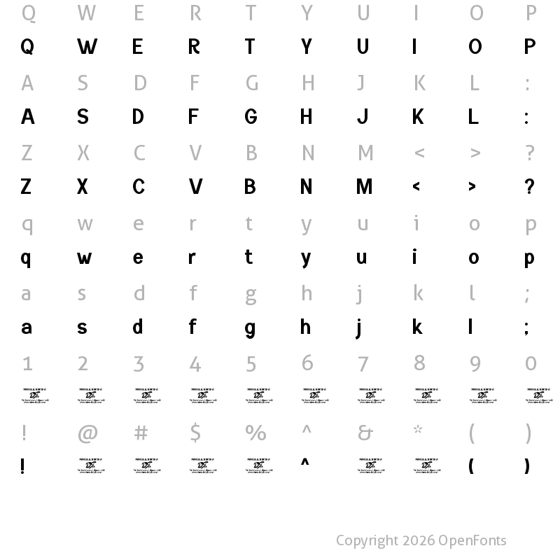 Character Map of Menta Sans Bold