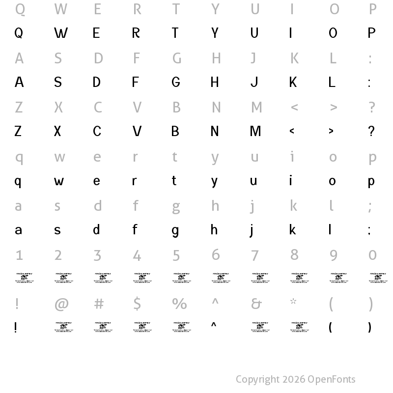 Character Map of Menta Sans Thin