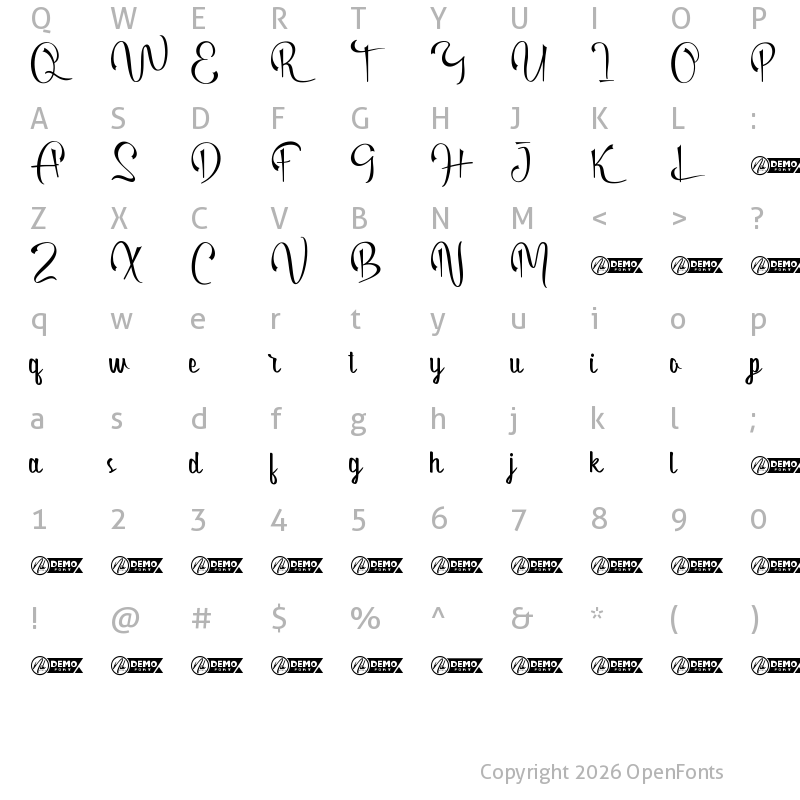 Character Map of Mentari Pagi Demo Regular