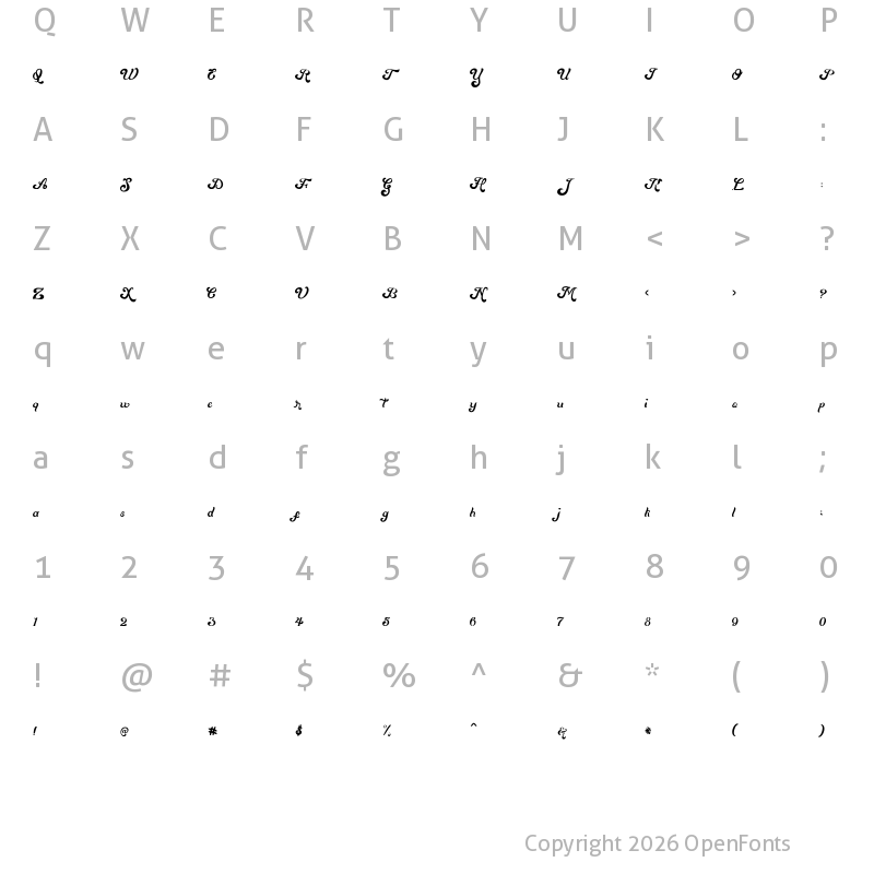 Character Map of Mentari Regular
