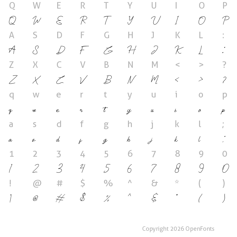 Character Map of Menuju Senja Regular
