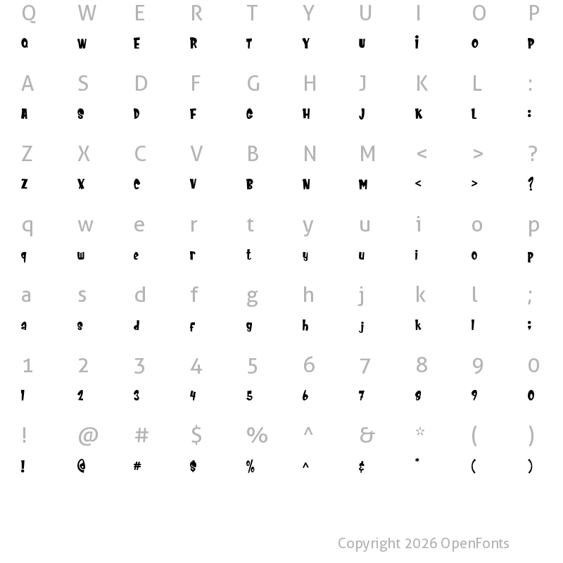 Character Map of MEOWZA Regular