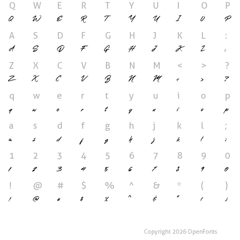 Character Map of MerahbBush Regular