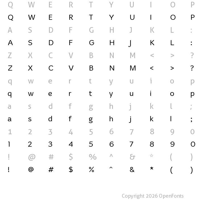 Character Map of Merge One Regular