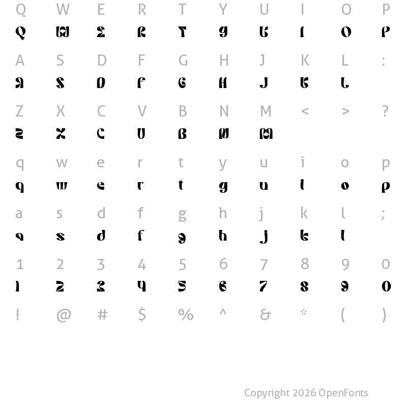Character Map of Meriage Regular