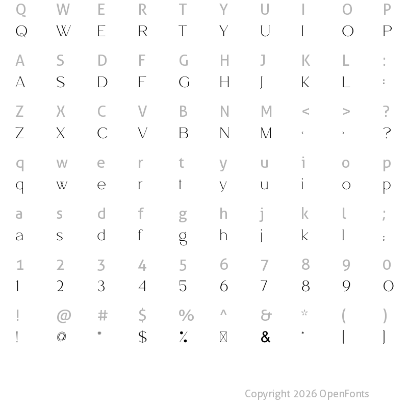 Character Map of Meriah Regular