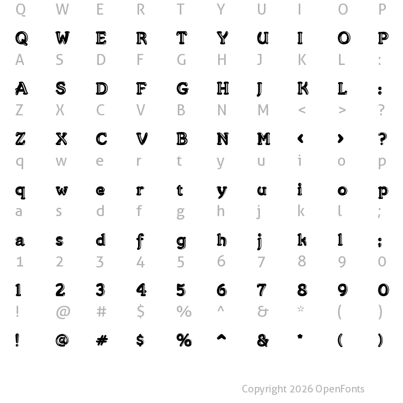 Character Map of Merkin Goo Regular