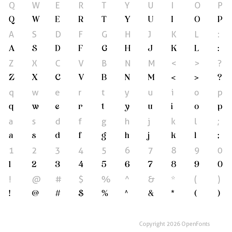Character Map of Merosa Regular