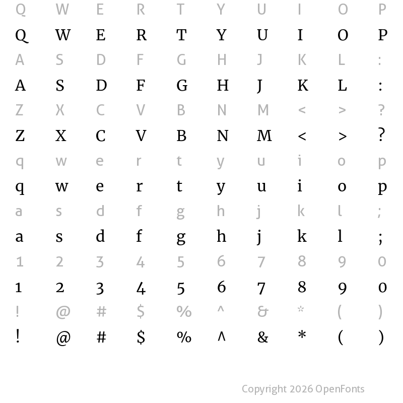 Character Map of Merriweather Regular