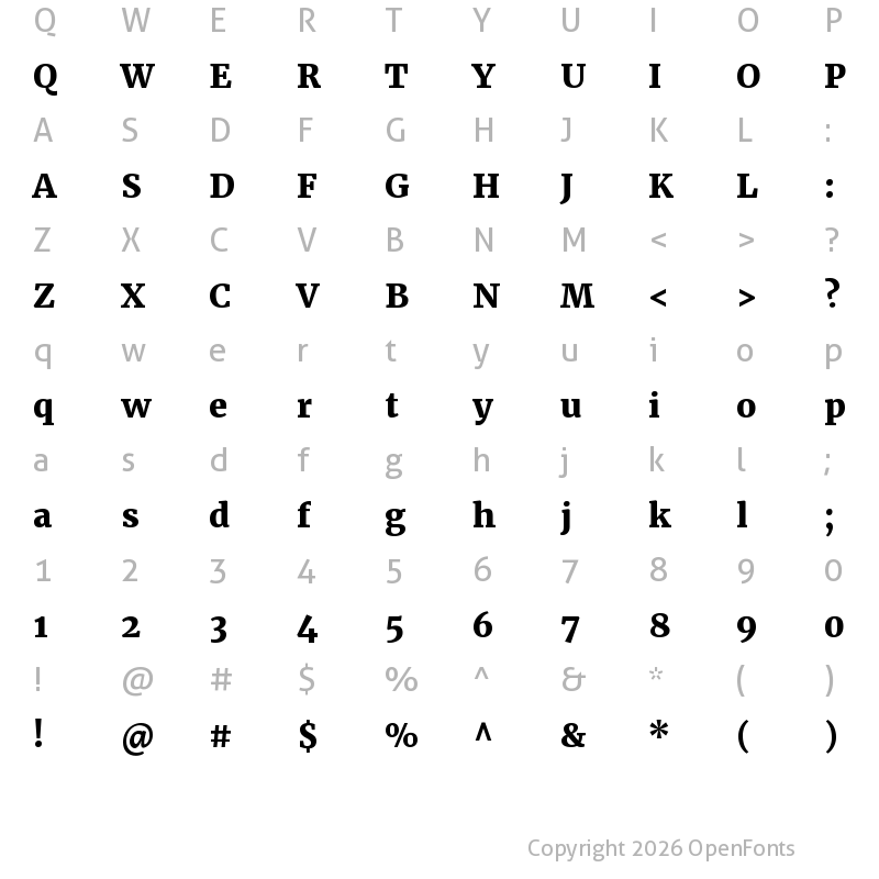 Character Map of Merriweather UltraBold