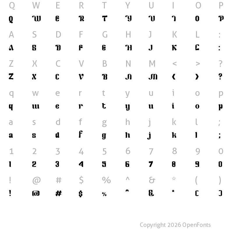 Character Map of Merry Land Regular
