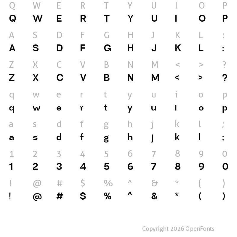 Character Map of Mersad Bold