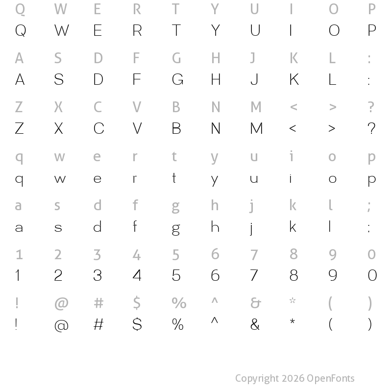 Character Map of Mersad Extra Light
