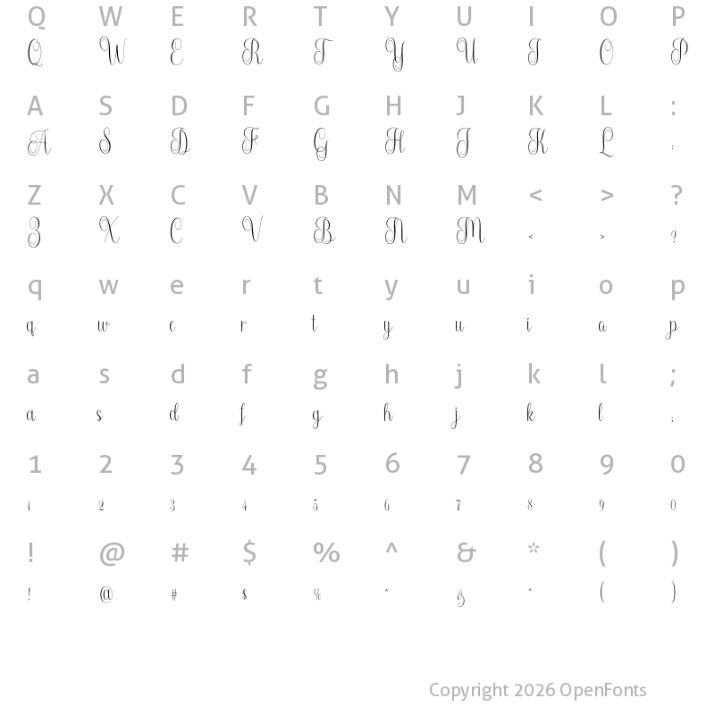 Character Map of Merthiana Regular