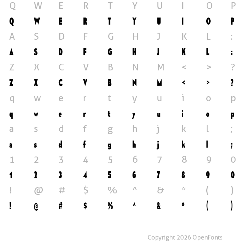 Character Map of Mesmerize Condensed ExtraBold