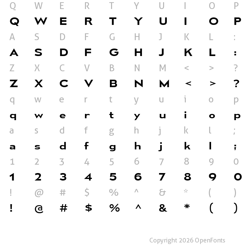Character Map of Mesmerize Expanded SemiBold