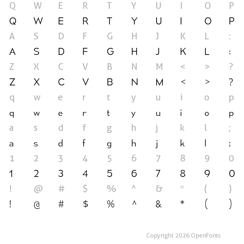 Character Map of Mesmerize Light