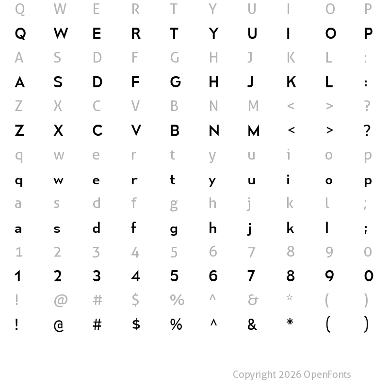 Character Map of Mesmerize Regular