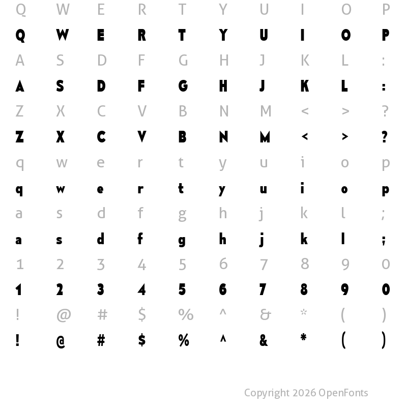Character Map of Mesmerize SemiCondensed ExtraBold