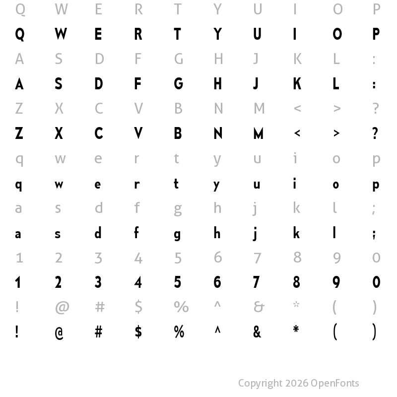 Character Map of Mesmerize SemiCondensed SemiBold